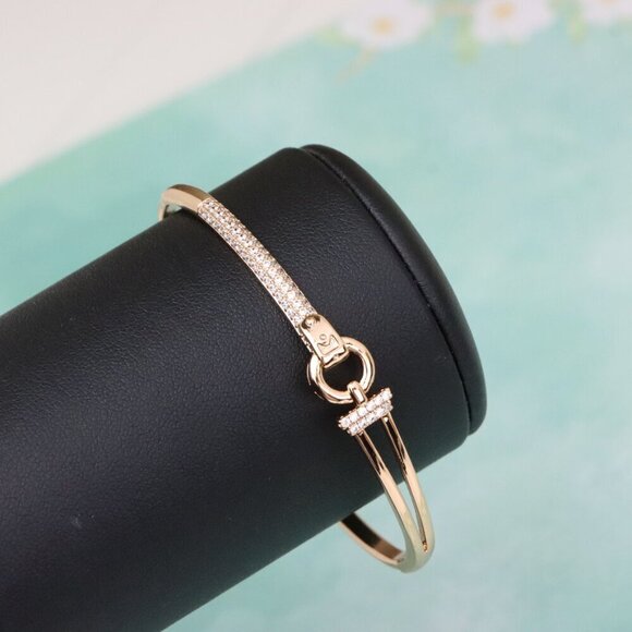 Elegant Rose Gold Bangle with Dual-Tone Ring Accent, XPBL0586 - Picture 8 of 12